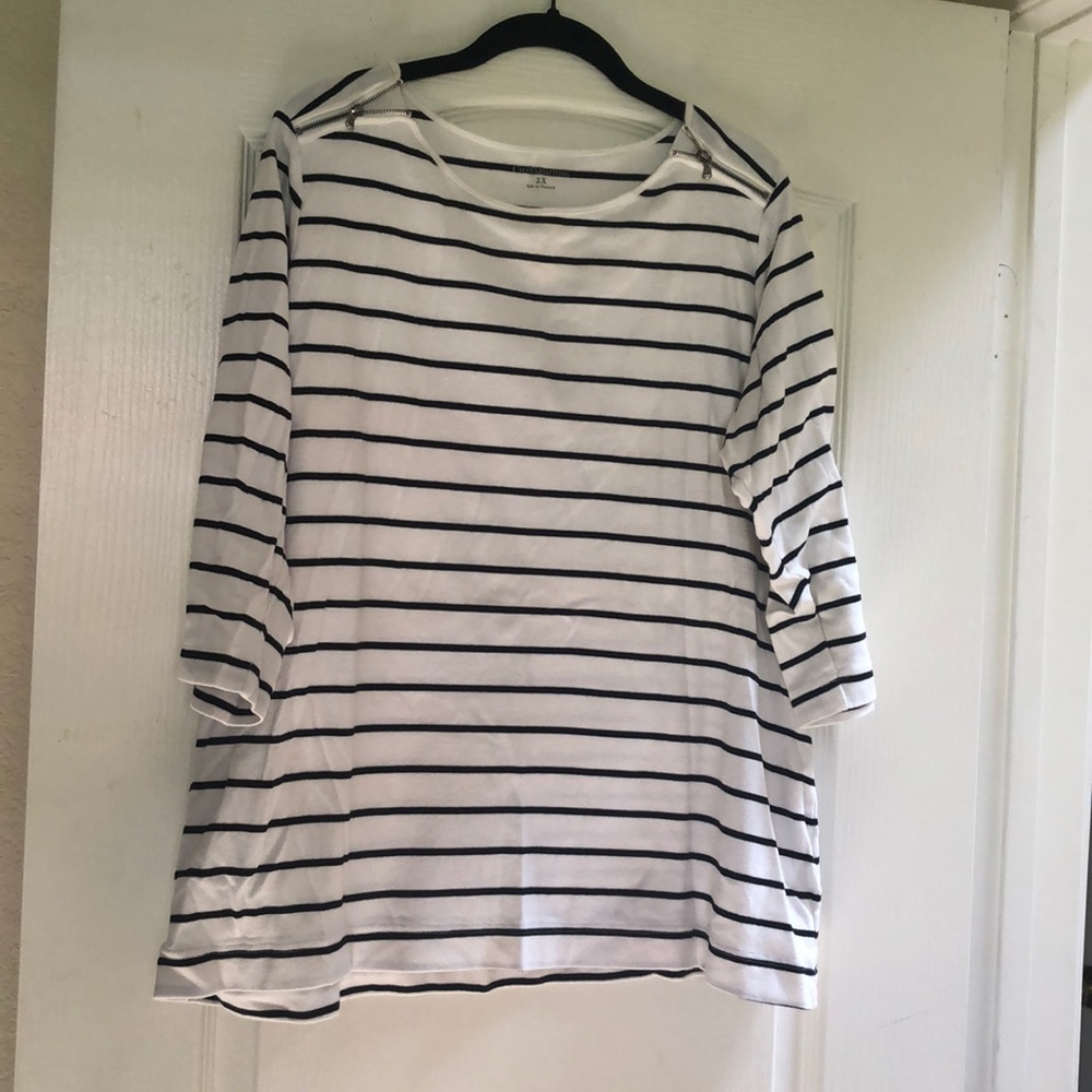 3/4 length sleeves striped top